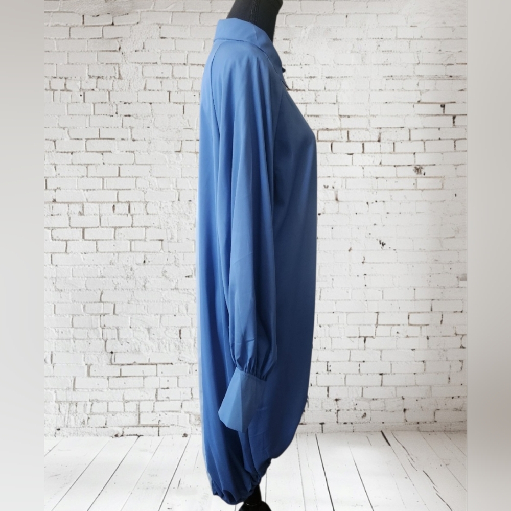 Two-Tone Color Block Button-Up Dress - Picture 5 of 10